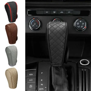 Universal Car Leather Manual Automatic Shift Knob Shifter Gear Protector Cover - Foto 1 di 16