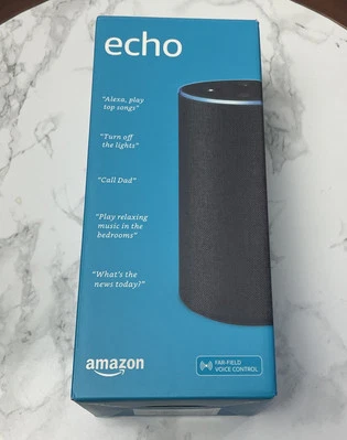 Amazon Echo (2nd Generation) Smart Speaker with Alexa - Black Fabric - Image 1 of 4