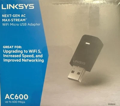 LinkSys AC600 (WUSB6100M) MU-MIMO Next-Gen AC Max-Stream Wifi Micro USB Adapter - Image 1 of 3