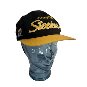 Rare Vtg 90s Pittsburgh Steelers Script Sports Specialties Black Snapback Hat - Picture 1 of 8