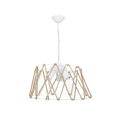 Lampada a sospensione  Evren ASZ1030 3 luci metallo bianco e corda - Immagine 1 di 4