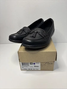 Clarks Ashland Bubble Damengröße 10 schwarze Slipper Halbschuhe Quaste Komfort - Bild 1 von 11