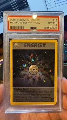 Pokémon TCG Holo Ultra Rare Rainbow Energy PSA 8 NM-MT #17  Multiple SWIRLS - Image 1 of 4
