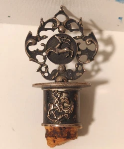 Blachian Antik Schmuck 925 STG Silver Wine Bottle Stopper Cork BAS Deer George - Picture 1 of 7