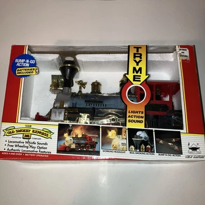 THE OLD SMOKEY EXPRESS Battery Op Toy Train w/ Bump-N-Go Smoke Working Tested - Image 1 of 4
