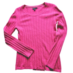 TOMMY HILFIGER Pullover L Zopfmuster Logo Pulli Pink Preppy Yacht Golf Tennis - Bild 1 von 5