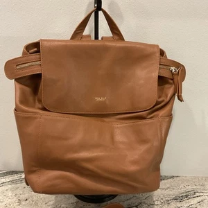 Mina Baie Kinney Vegan Leather Diaper Bag Brown Tan Backpack Convertible Bag - Picture 1 of 19