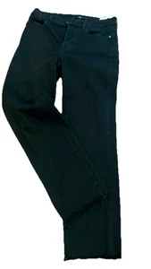For All Mankind The Straight Crop Soho Night Black Jeans Raw Hem W28 L27.5 UK 12 - Picture 1 of 22