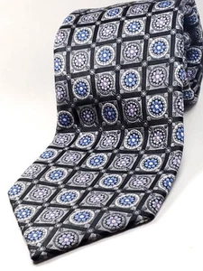 PANACHE - JZ RICHARDS Corbata Hecha a Mano Seis Pliegues 100% Seda Negro Azul Púrpura Gris NUEVO - Imagen 1 de 5