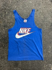 Camiseta sin mangas Nike años 80 gráfica para hombre M 38-40 azul deportes aire libre vintage - Imagen 1 de 5