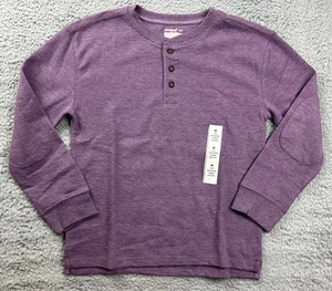 Cat & Jack Boy's Size Medium (8) Long Sleeve Textured Henley Shirt Purple - Picture 1 of 5