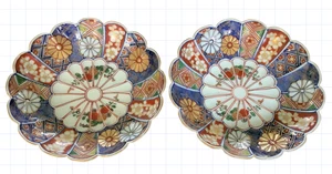 2 Antique Japanese Kenjo Imari 5" Chrysanthemum Dish Bowls Arita Ware 19th c - Picture 1 of 7