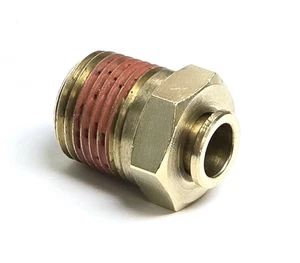 ALKON AQ68-P-6-8, Male Connector, Straight, 3/8" Tube OD X 1/2" NPT, Brass, USA  - Picture 1 of 2