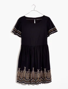 Madewell Embroidered Eyelet Puff-Sleeve Mini Dress Size XXS, MC984, NEW NWT $138 - Picture 1 of 15