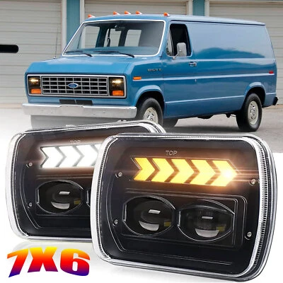 Faros LED de haz alto bajo de 5x7" 7x6" para Ford E-150 E-250 E-350 Econoline 2 piezas Foto 1 de 4
