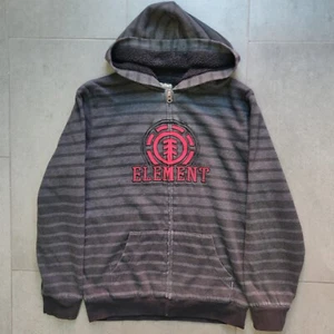 Vintage Y2K Element Striped Sherpa Zip Hoodie Mens XL 2000s Skater Skateboard - Picture 1 of 18