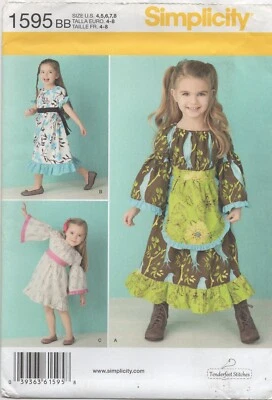 Simplicity Sewing Pattern 1595  Dress with Frills and Ruffles Apron Size 4-8 New - Image 1 of 4