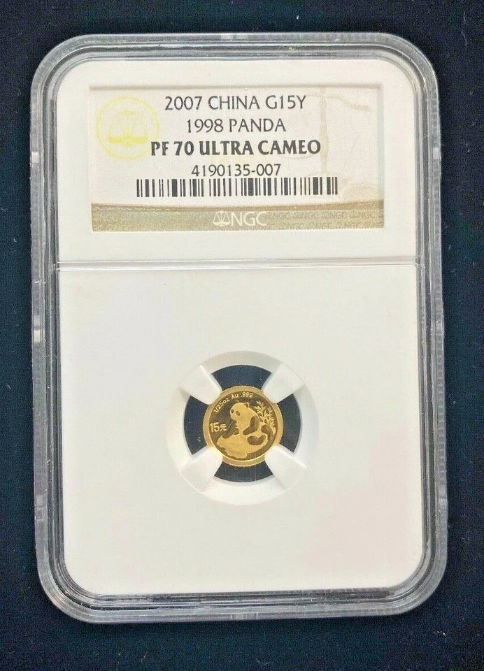 2007 China 1998 Panda 15 Yuan Gold Coin NGC PF 70 Ultra Cameo - Image 1 of 2