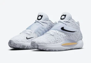 Nike KD14 Home White Wolf Grey Black Kevin Durant CW3935 100 Men's Shoe Size 8.5 - Picture 1 of 11