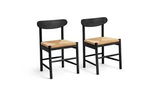 Habitat Hanna Pair of Wood Dining Chairs Black Comfortable Seating for Kitchen - Picture 1 of 8