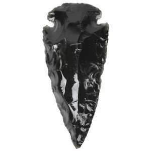 g4901 Black Obsidian Arrowhead Spearhead Carving Healing Stone Hand Crafted - Picture 1 of 2