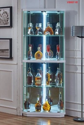 brand new Glass &wood Display ShowCase Storage Corner Display Cabinet with light - image 1 of 4