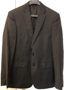 Calvin Klein 40R Charcoal Grey 2pc Suit 100% Wool 2 Button Jacket Matching Pants - Picture 1 of 18