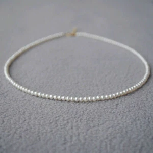 nuevo collar de perlas blancas 18" AAA 3-4 MM MAR DEL SUR NATURAL cierre de oro 14K - Imagen 1 de 3