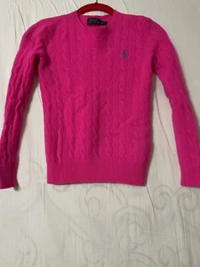 Polo Ralph Lauren Cashmere/Wool Cable Knit Sweater Girls Sz XS Hot Pink - Picture 1 of 2