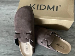 KIDMI Women's Suede Clogs Leather Mules Cork Footbed Sandals Potato Shoes -9-9.5 - Picture 1 of 7