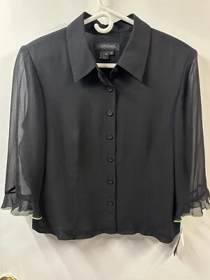 Blusa Top Cynthia Howie Maggy Boutique Para Mujer 100% Seda Negra 14 Transparente Foto 1 de 4