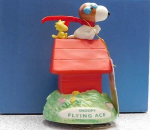 Vintage Peanuts Snoopy Flying Ace Sekiguchi Porcelain Music Box Rare Mint - Picture 1 of 10