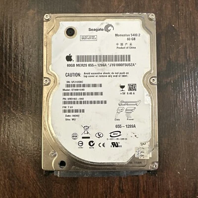 Seagate Momentus 5400.2 60GB Internal 5400RPM 2.5" (ST96812AS) HDD for Apple - Image 1 of 2