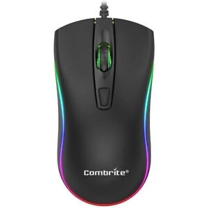 Combrite M42 Gaming Mouse 7 Colour RGB LED Wired USB Mice Lightweight UK