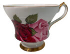 Windsor Teacup Bone China Red Pink Rose Gold Base Handle Made in England