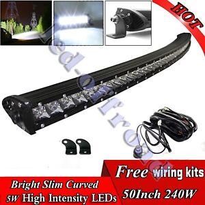 50''Inch Curved LED Work Light Bar Slim Row Spot Offroad Driving ATV SUV 4WD UTE