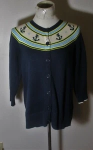 L.L. BEAN Navy Blue Cardigan Sweater Size L Reg. - Picture 1 of 6