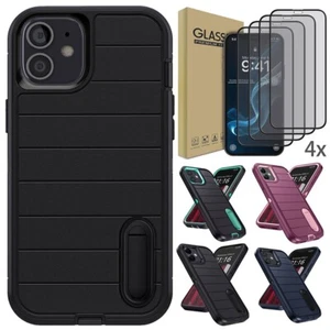 For Apple iPhone 11 Shockproof Heavy Duty Kickstand Case Cover / Tempered Glass - Picture 1 of 38