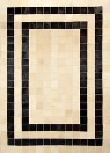 bunkar's Handmade Natural Cowhide Leather Modern Area Rugs - Black Ora - Picture 1 of 5