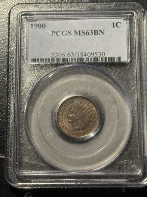1900 Indian Head Cent PCGS MS63BN Brilliant Uncirculated Brown Philadelphia Mint - Image 1 of 4
