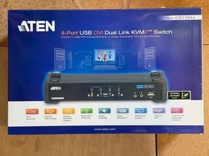 ATEN 4 Port DVI Dual Link with USB KVMP Switch Model CS1784A plus four leads - Picture 1 of 10