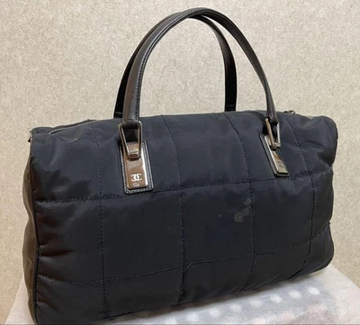 Chanel Black Boston Bag Leather Travel Duffel Handbag Designer Carry-On - Image 1 of 4