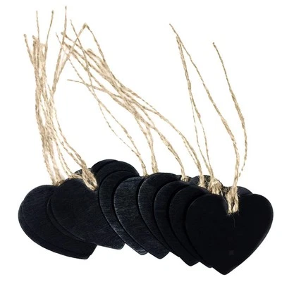 10 Pieces 6.5x6cm Wooden Heart Hanging Chalk Board Blackboard for, 10Pcs Black - Image 1 of 4
