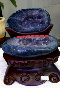5.9LB Top Natural Amethyst Geode Quartz Crystal Cornucopia Specimen + Stand - Picture 1 of 5