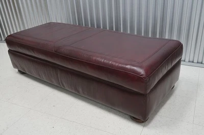 Stickley Rectangle 64"  Leather Roma Deep Cherry Cocktail Ottoman - Image 1 of 4