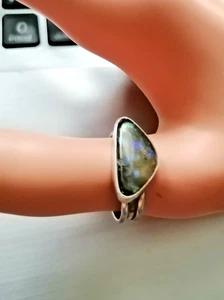 Vintage Large 925 Sterling Silver Labradorite Ring Size 8.5 - Picture 1 of 3