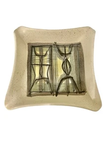 Mid Century Sasha Brastoff Signed Art Pottery Trinket Dish Ashtray Square MCM - Picture 1 of 9