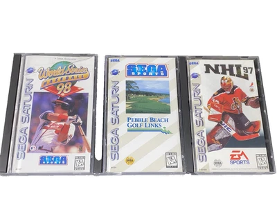 Pebble Beach Golf Links, NHL 97, Baseball 98 Sega Saturn 3 Game LOT Complete CIB - Image 1 of 4