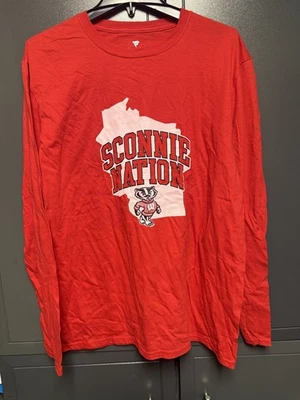 Fanatics Wisconsin Long Sleeve Tee Mens Large Red Sconnie Nation  - Image 1 of 4