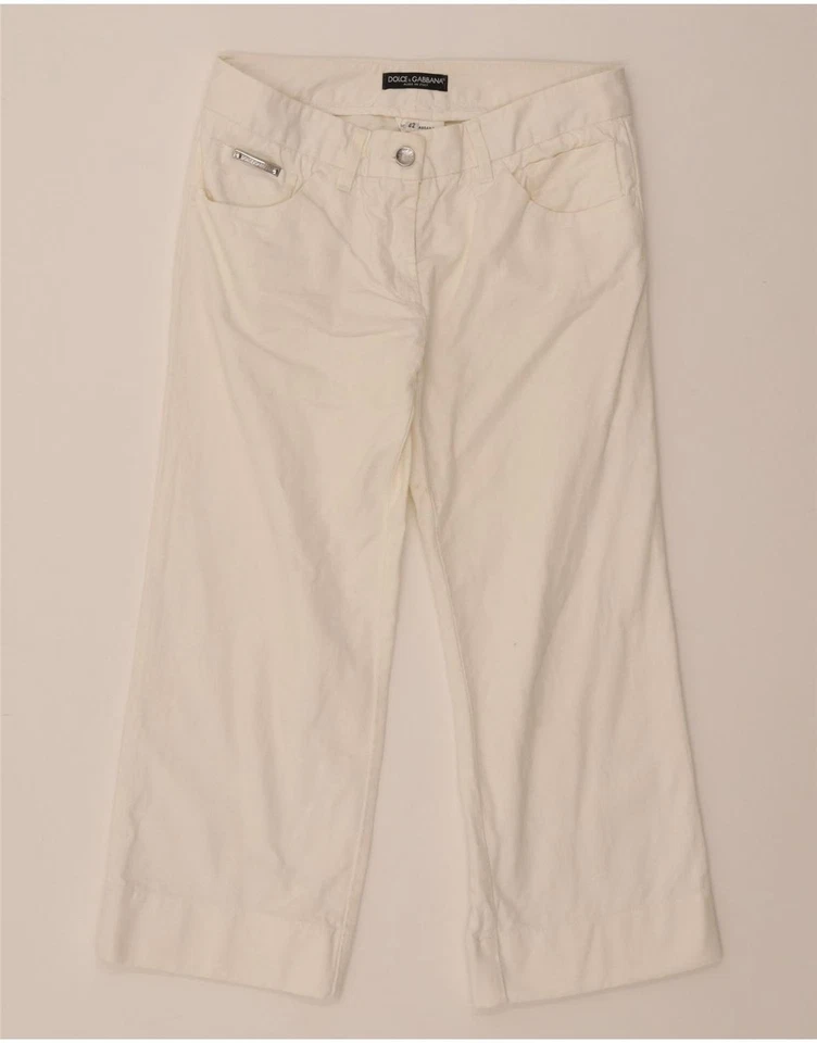 Pantalón informal recto Dolce & Gabbana para mujer IT 42 mediano W28 L28 blanco DX19 Foto 1 de 4